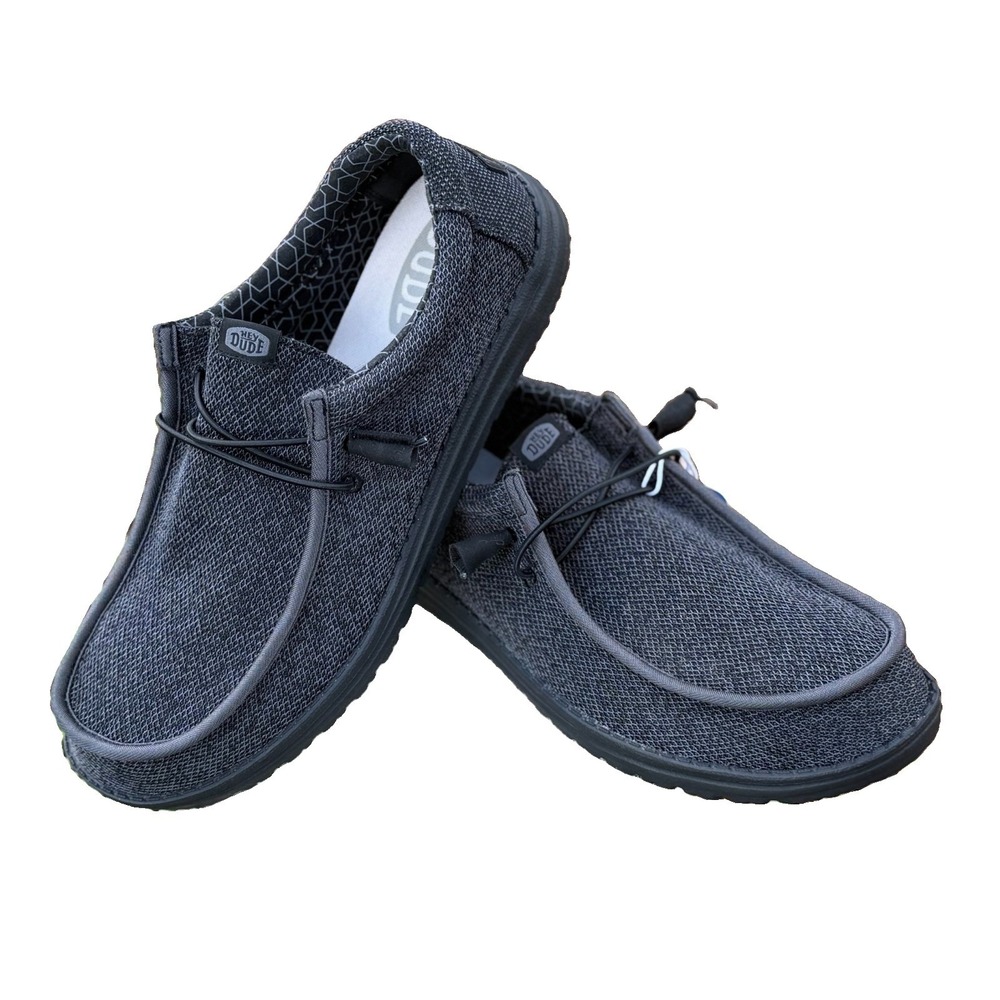 HEYDUDE Men's Wally Sox Slip On Shoes, Micro Total Black Size 14 Wide / NWT